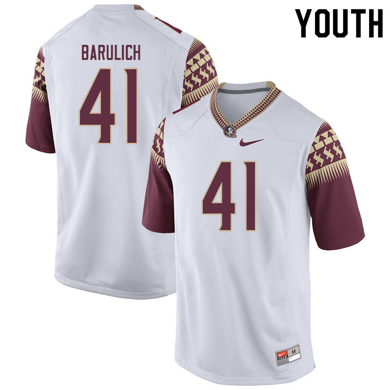 Youth #41 Michael Barulich Florida State Seminoles College Football ...